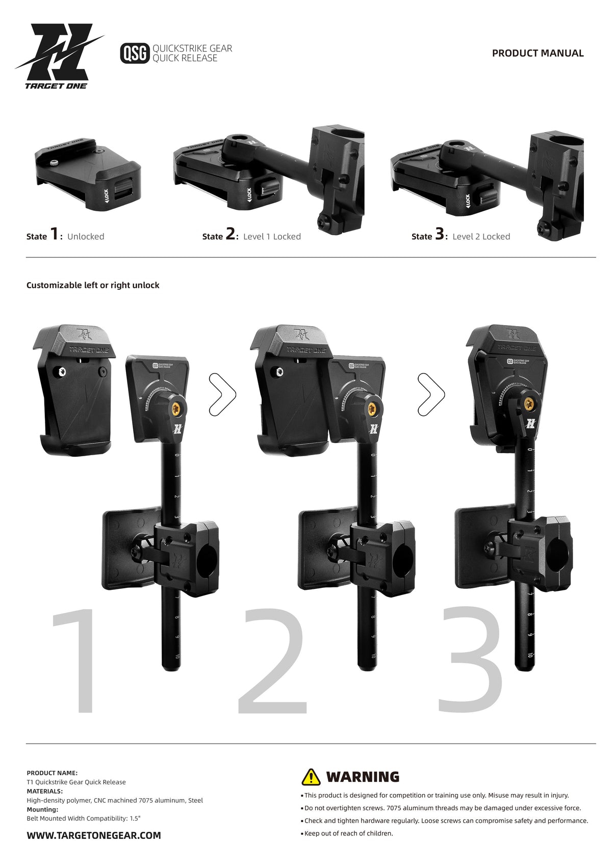 T1 Speed Racing Holster (with Quick Release Hanger)