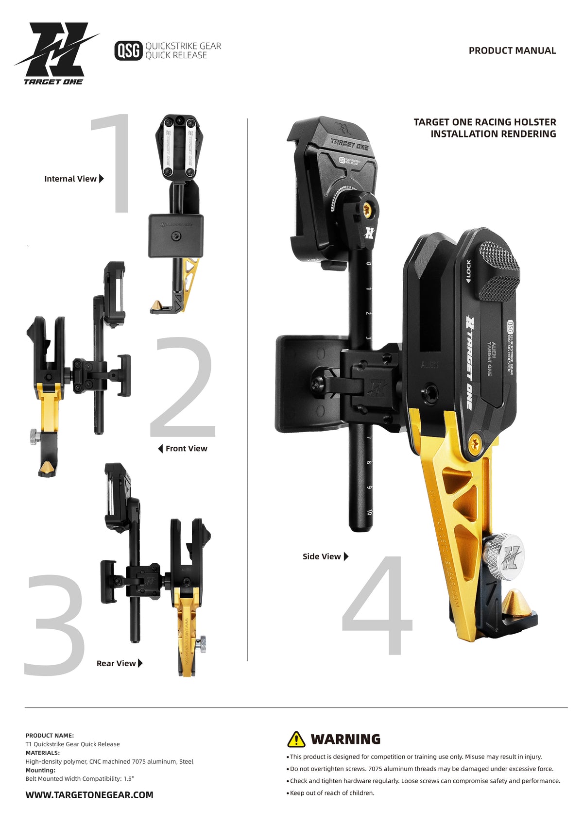 T1 Speed Racing Holster (with Quick Release Hanger)